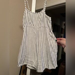 Billabong Navy and White Striped Romper XS